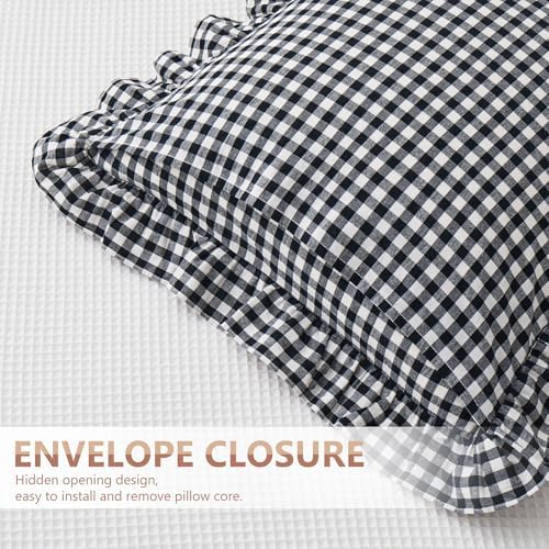 KKJIAF 2 Pcs Ruffle Gingham Pillow Covers 26" x 26" - Image 5