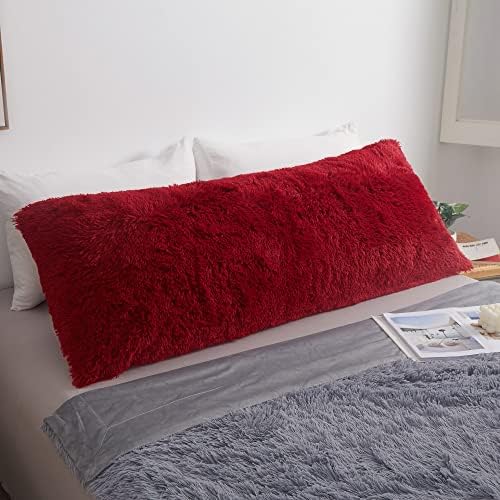 MEGO Luxury Fluffy Faux Fur Body Pillow Cover 20x54 by MEGO
