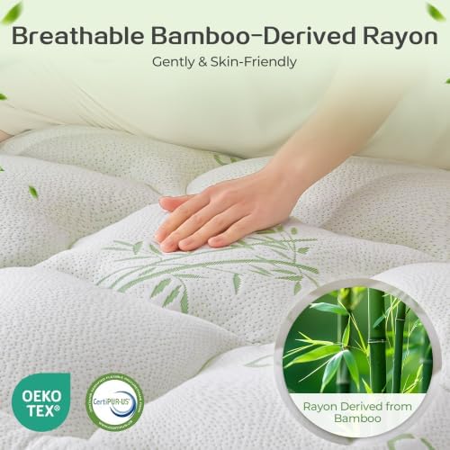 SINWEEK 4 Inch Dual Layer Mattress Topper, Cooling Memory Foam & Soft Pillow - Image 5