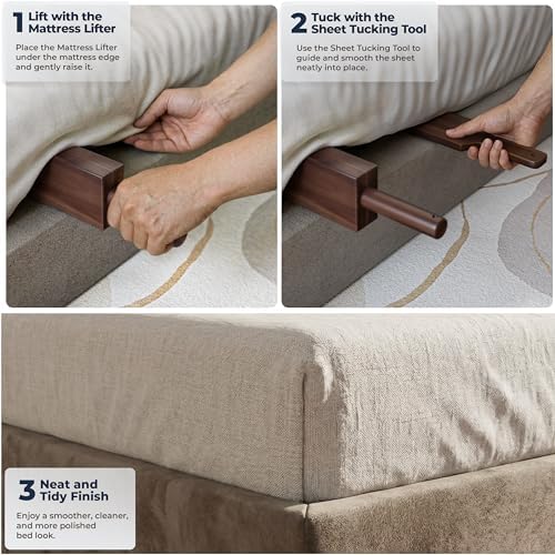 Acacia Wood Mattress Lifter & Bed Sheet Tucker Tool Set - Image 7