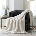 EVERGRACEHOME Chunky Chenille Knit Throw Blanket, 60 x 80, Bright White by EVERGRACE
