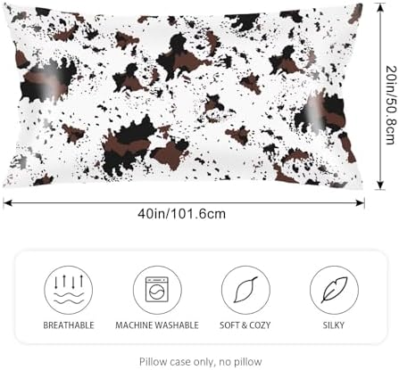 Silk Satin Pillowcase for Hair and Skin, Cow Print Long Pillow Cover King Size - Image 2