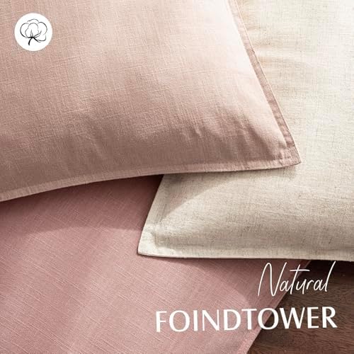 Foindtower Linen Solid Decorative Throw Pillow Covers 24x24 Inch Rose Pink - Image 4