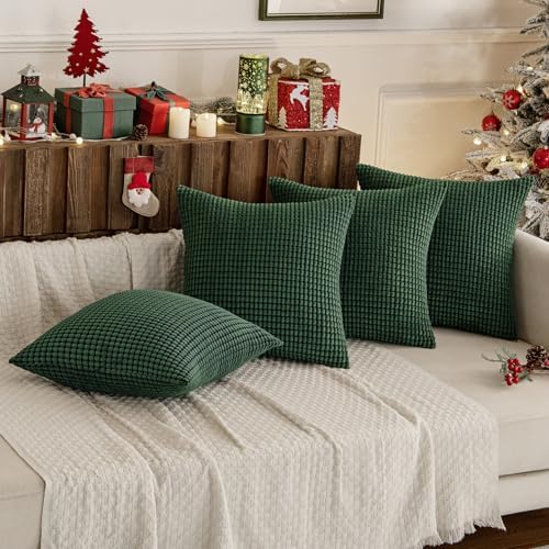 MIULEE Decorative Pillow Covers 18x18 Inch Set of 4 Christmas Dark Green - Image 3