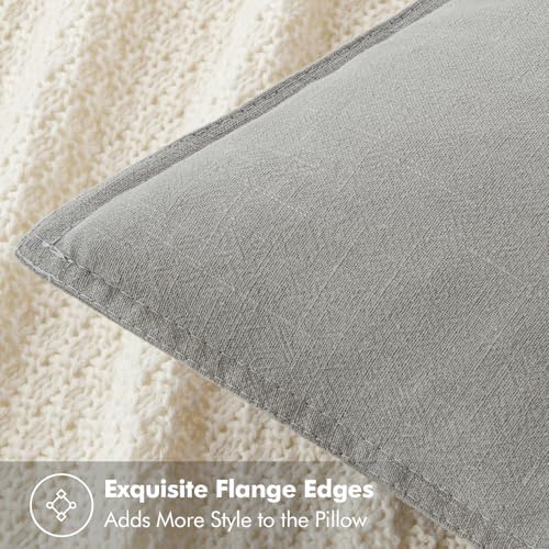 MIULEE Decorative Linen Pillow Covers 18x18 Inch Light Gray - Image 2