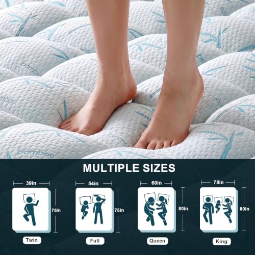 4 Inch Mattress Topper Memory Foam Cooling Bamboo Full Size - Image 6