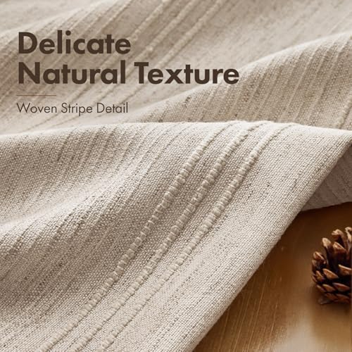 MIULEE Striped Euro Sham Pillow Covers 26x26 Inch Natural Linen 2 Pack - Image 2