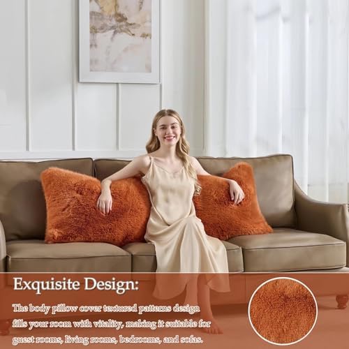 20x54 inch Luxury Fluffy Body Pillow Cover, Shaggy Furry Body Pillowcase - Image 3