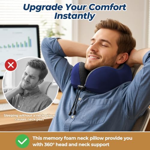ExploreBliss Travel Pillow, Memory Foam Neck Pillow Airplane - Image 6
