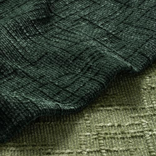 MIULEE Chenille Textured Lumbar Throw Pillow Covers Dark Green 12x20 - Image 2
