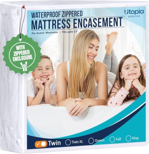 Utopia Bedding Twin Size Mattress Protector Zippered, 100% Waterproof by UTOPIABEDDING