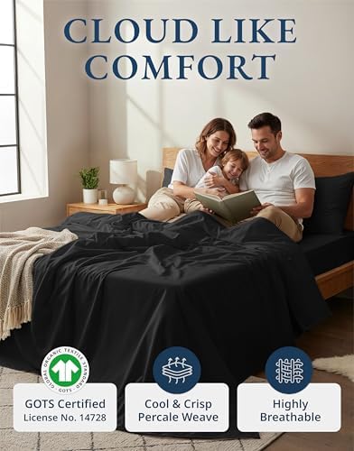LANE LINEN Full Sheet Set 100% Organic Cotton Soft 4pc Percale - Image 2