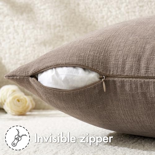 MIULEE Brown Chenille Couch Throw Pillow Covers - Image 3