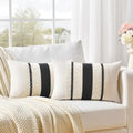 Fancy Homi Set of 2 Boho Black Long Lumbar Decorative Throw Pillow Cover 12x24 by Fancy+Homi