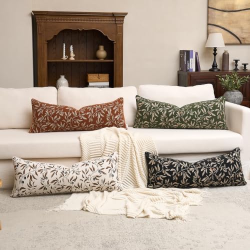 Alerfa Green Floral Throw Pillow Cover 14 x 36 Inch Rectange Luxury Decorative - Image 6
