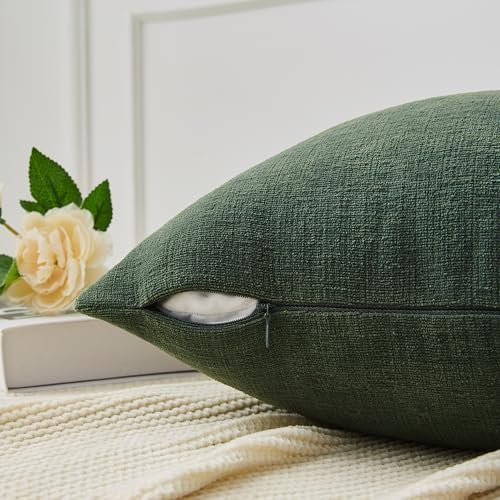 GAWAMAY Dark Green Chenille Throw Pillow Covers 20x20 Set of 2 - Image 6