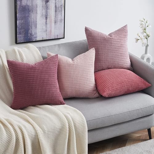 Topfinel 4 Packs Pink Decorative Throw Pillow Covers 22x22 Inch - Image 2