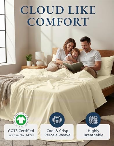 LANE LINEN Full Size Bed Sheet Set 100% Organic Cotton Soft 4pc - Image 2