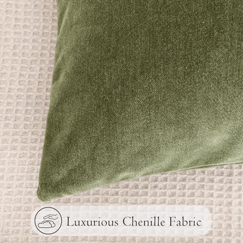 JoraLion Chenille Lumbar Pillow Covers 12X24 inch Olive Sage Green - Image 4