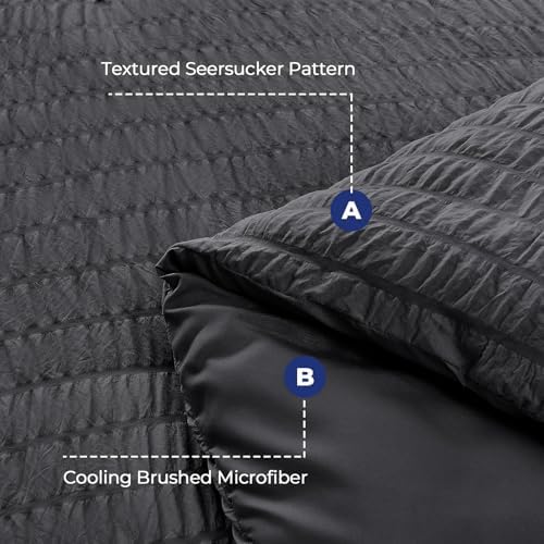 HYMOKEGE Oversized King Comforter Set Seersucker 7 Pieces, All Season Luxury - Image 4