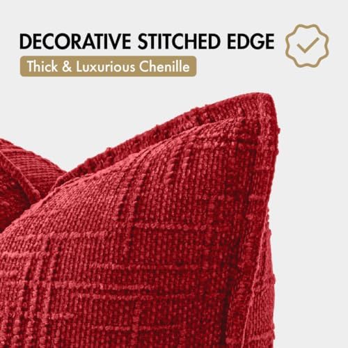 MIULEE Slubby Textured Decorative Throw Pillow Covers Red 20x20 - Image 7