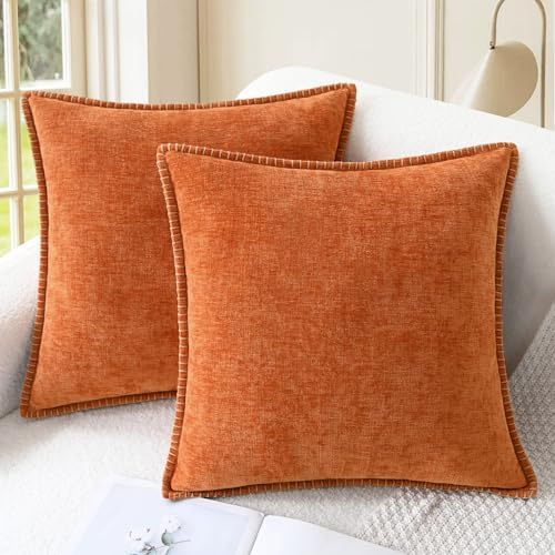 CaliTime Fall Decorative Throw Pillow Covers 26 X 26 Inches Burnt Orange by CaliTime
