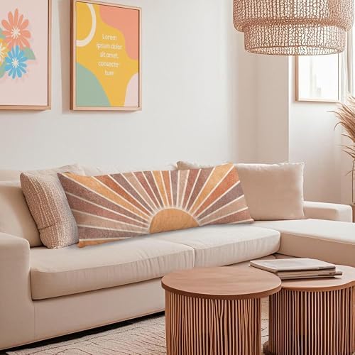 Retro Boho Sun Sunshine 20x54 Body Pillow Cover Case, Mid Century Modern Boho - Image 4
