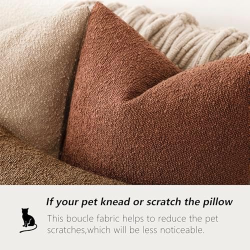 Foindtower Decorative Textured Boucle Throw Pillow Covers 26x26 Red Taupe - Image 4