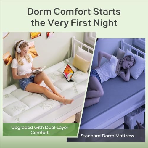 SINWEEK 4 Inch Dual Layer Mattress Topper, Cooling Memory Foam & Soft Pillow - Image 2