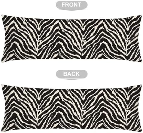 Black and White Zebra Print Body Pillow Cover 20x54 Long Pillow Case - Image 4