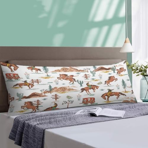 Brown Western Cowboy Body Pillow Cover Pillowcase - Image 4