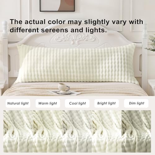 SOCHOW Decorative Body Pillow Cover 20x54 Inches, 1 Pack, Cream White - Image 7