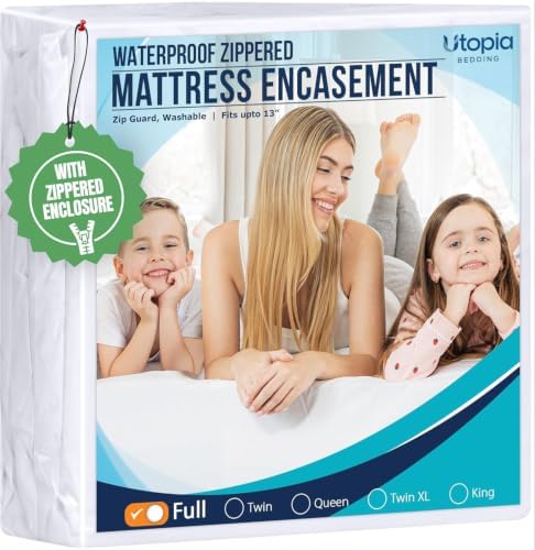 Utopia Bedding Full Size Mattress Protector Zippered, 100% Waterproof by UTOPIABEDDING
