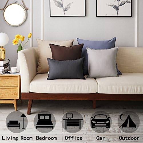 Jeanerlor Natural Cotton Linen Decorative Lumbar Throw Pillow Case Dark Grey - Image 2