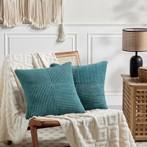 Fancy Homi 2 Packs Teal Samll Decorative Throw Pillow Covers 14x14 Inch - Image 7