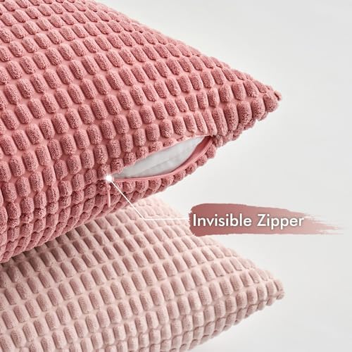 MIULEE Decorative Pillow Covers 18x18 Inch Set of 4 Aesthetic Pink - Image 5
