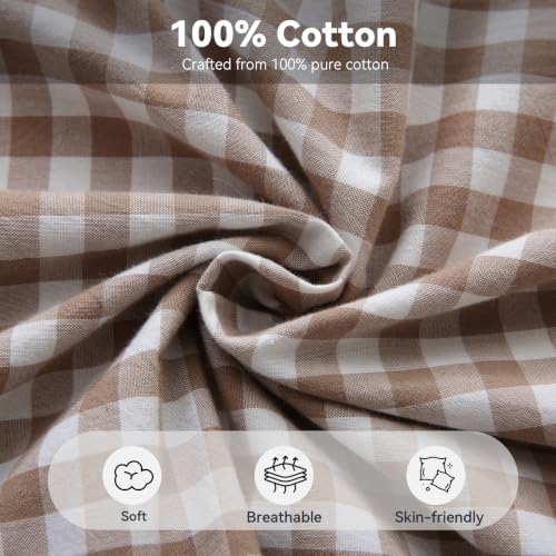 Lumbar Pillow Cover, Warm Taupe Gingham, 36x14 Inch, 1 Pack - Image 3