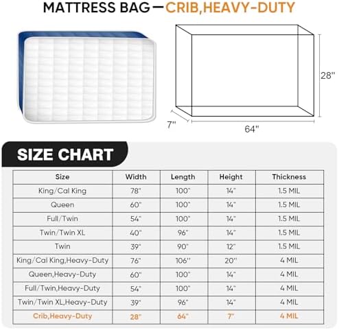 Crib Mattress Storage Bag, Heavy-Duty 4 Mil Thick Waterproof Crib Mattress - Image 4