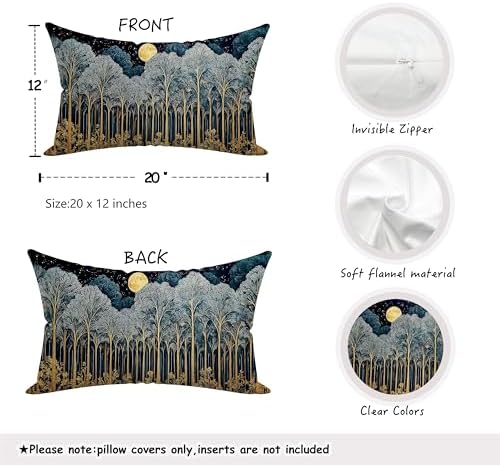 Rustic William Morris Inspired Forest Green Moon Decor Pillow Covers 12x20 - Image 2