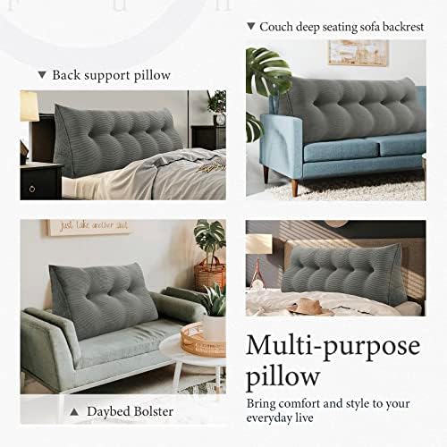 Headboard Pillow Twin XL Dorm Bedrest Reading Pillow, Dark Gray - Image 6