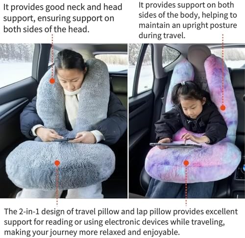 FHSGGP Travel Pillow Car Pillow Kid Car Sleeping Large Brown - Image 4