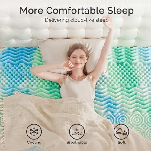 SOOSLEEPY 2 Inch 7-Zone King Memory Foam Mattress Topper Egg Crate Cooling Gel - Image 2