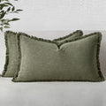 MIULEE Boho Linen Decorative Lumbar Throw Pillow Covers Olive Green 12x20 by MIULEE