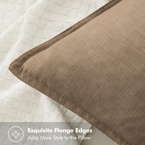 MIULEE Khaki Boho Linen Decorative Pillow Covers 20x20 Inch Pack of 4 - Image 3