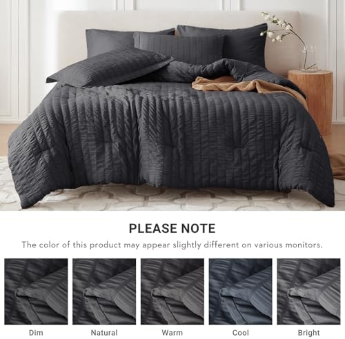 MUXHOMO 5 Pieces Twin Comforter Set, Seersucker Bed in a Bag Twin Size - Image 5