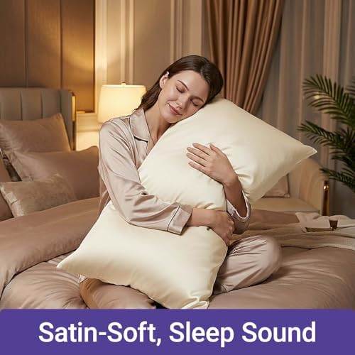 2 Pack Satin Pillowcases Beige Standard Size 20x26 Inch - Image 7