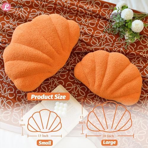 Lfsaaj Orange Seashell Throw Pillows, Shell Shaped Throw Pillows, 13 Inch Soft - Image 3