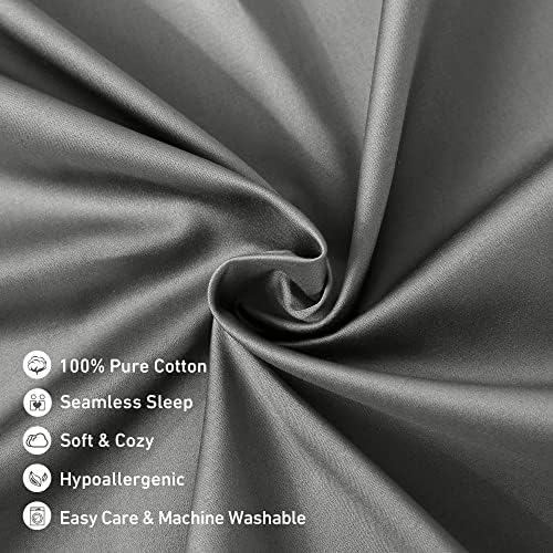 Leeden 100% Cotton Body Pillow Cover 21x54, Envelope Closure, Light Gray - Image 4