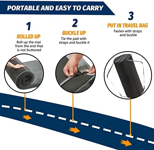 CYMULA Memory Foam Camping Mattress Pad, Sleeping Mat, Portable Roll Up Mattress - Image 3