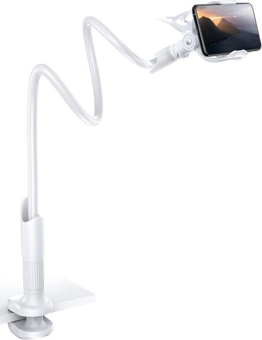 Lamicall Phone Holder, Gooseneck Mount, Compatible with 4-7'' Smartphones and Desktops, Adjustable Arm and Non-Slip Base, Easy to Install and Use